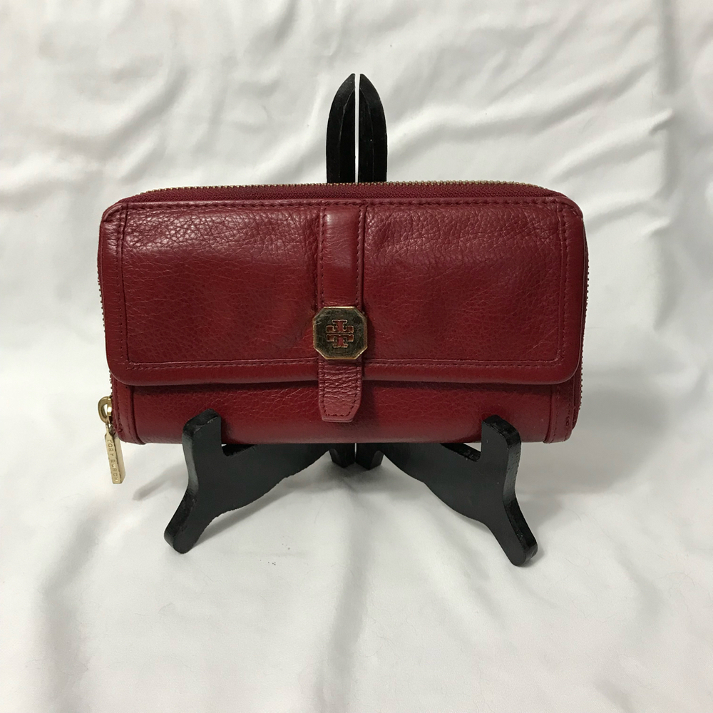Tory Burch Merlot Deep Red Continental Wallet EUC